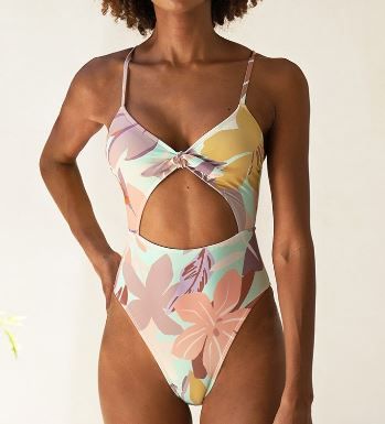 Photo 1 of CUPSHE Hailie Floral Cut Out Knot One Piece Swimsuit MEDIUM