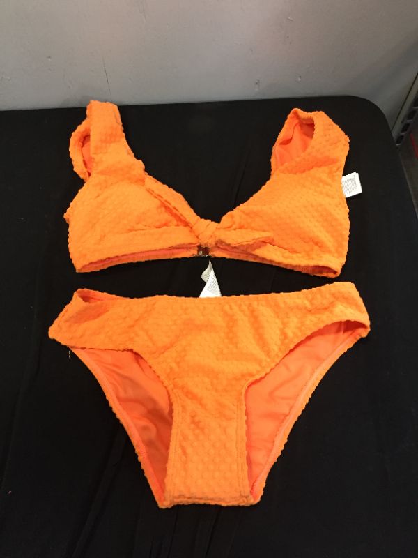 Photo 2 of CUPSHE Dot Texture Bunny Tie Cap Sleeve Bralette And Hipster Bikini Set SMALL