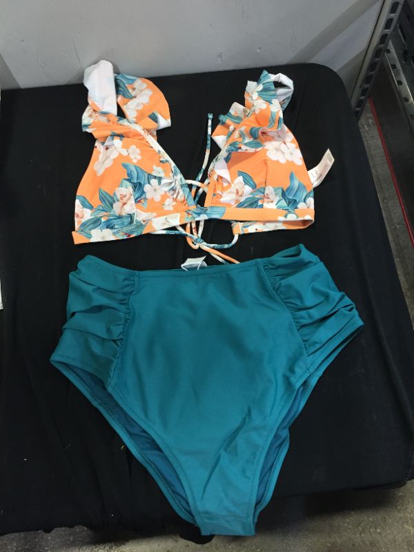 Photo 1 of CUPSHE Ariya Floral Ruffle Trim Ruched Bikini LARGE