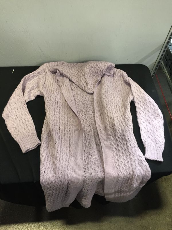 Photo 1 of Women's Lavendar Woven Cardigan with Hood Small