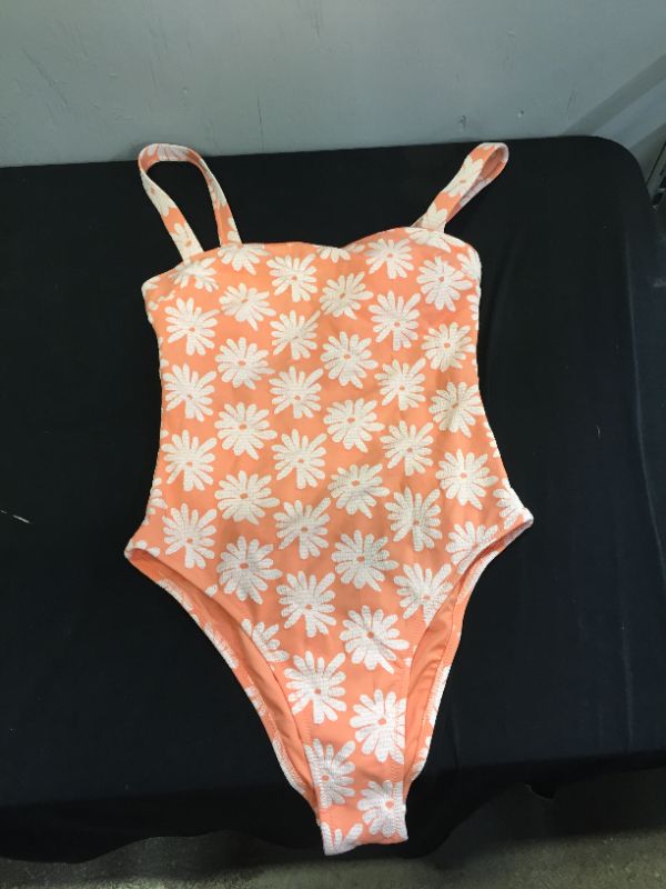 Photo 1 of CUPSHE One Piece Pink and White Floral Swimsuit SMALL