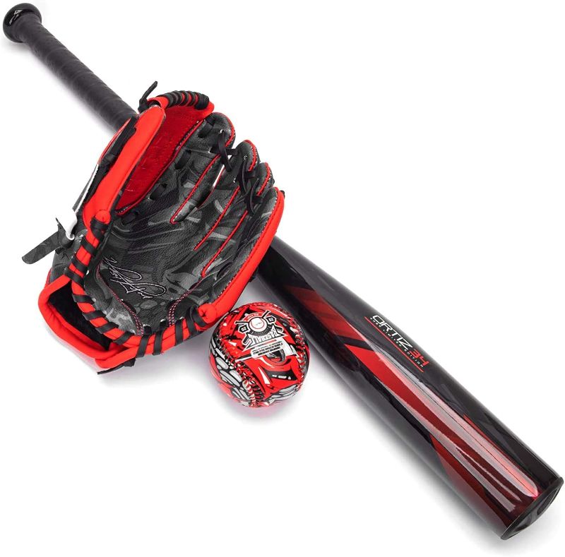 Photo 1 of Ortiz34 Homerun Kids Tee Ball Set- David Ortiz 3-in-1 Aluminum Baseball Bat, Baseball, & Youth Baseball Glove Bundle (Made for Youth/Kids)
