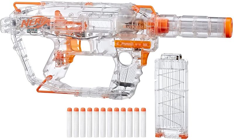 Photo 1 of NERF Modulus Ghost Ops Evader Motorized Blaster -- Light-Up See-Through Blaster and Barrel Extension, Includes 12 Official Elite Darts (Amazon Exclusive)
