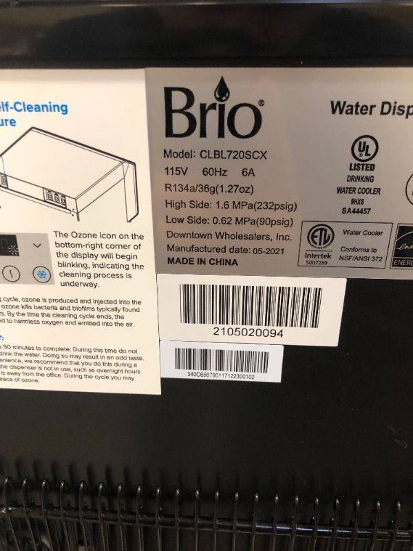 Photo 1 of Brio Bottom Load Hot, Cold and Room Water Cooler - Self Clean Ozone - Tri Temp W/Touch Dispense - Set Custom Temperature 39°-59°F Cold and 174°–194°F Hot
