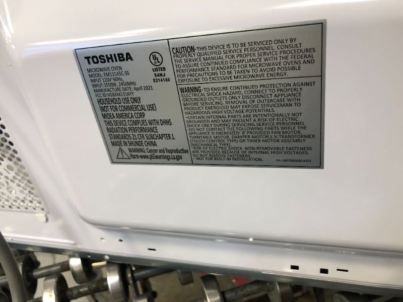 Photo 2 of Toshiba EM131A5C-SS Microwave Oven with Smart Sensor, Easy Clean Interior, ECO Mode and Sound On/Off, 1.2 Cu Ft, Stainless Steel
