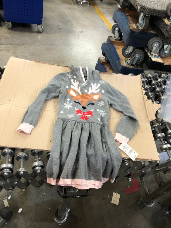 Photo 2 of Girls' Reindeer Hooded Sweater Dress - Gray S
