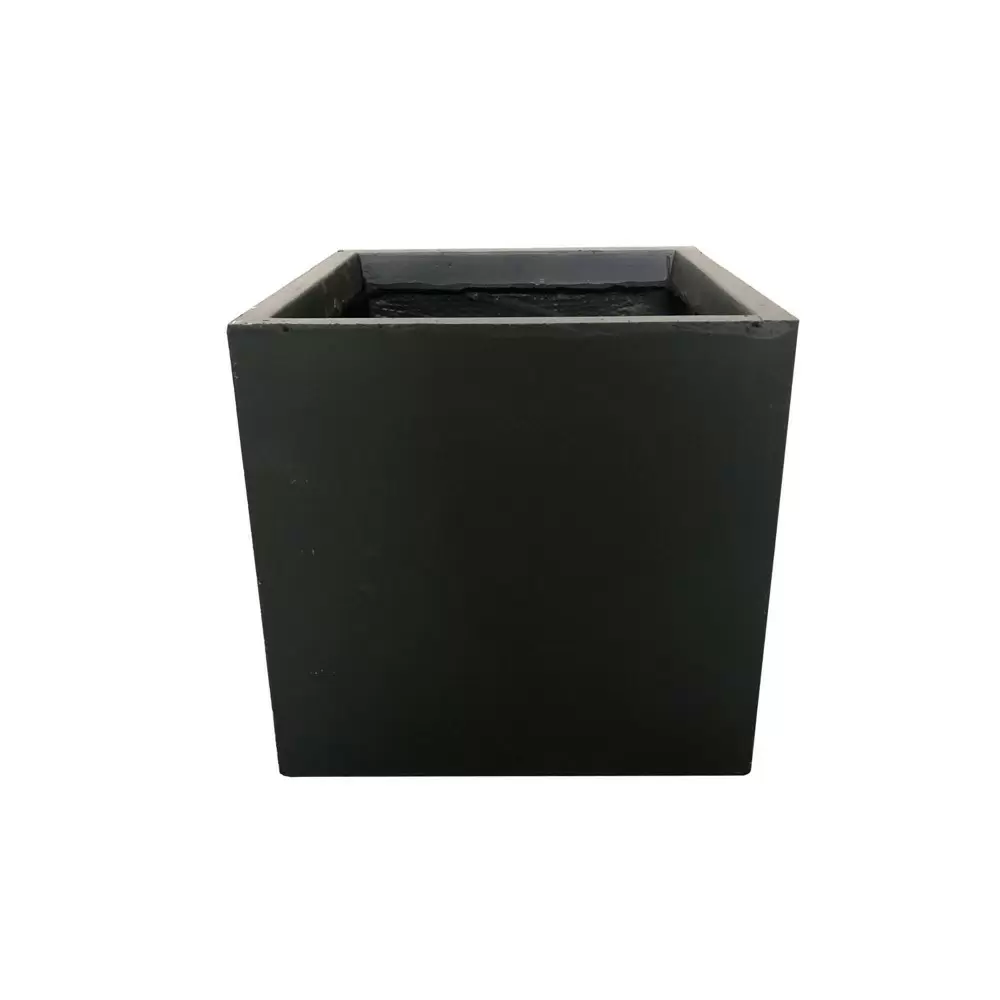 Photo 1 of  16" Kante Lightweight Modern Outdoor Concrete Square Planter Charcoal Black - Ro