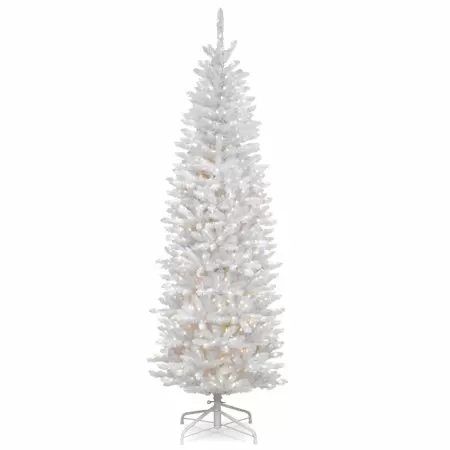 Photo 1 of  6.5’ Pre-Lit Kingswood White Fir Pencil Artificial Christmas Tree - Clear Lights

