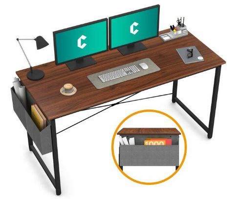 Photo 1 of Cubiker Computer Desk 55" Home Office Writing Study Desk, Modern Simple Style Laptop Table with Storage Bag, Espresso

