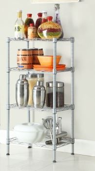 Photo 1 of Rectangle Carbon Steel Metal Assembly 4-Shelf Storage Rack Silver Gray
