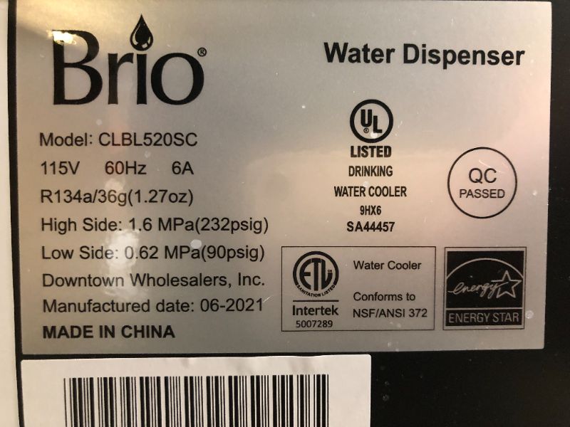 Photo 6 of Brio Self Cleaning Bottom Loading Water Cooler Water Dispenser - Limited Edition
(( OPEN PACKAGE ))
** CONTIANS SMALL AMOUT OF WATER INSIDE **
