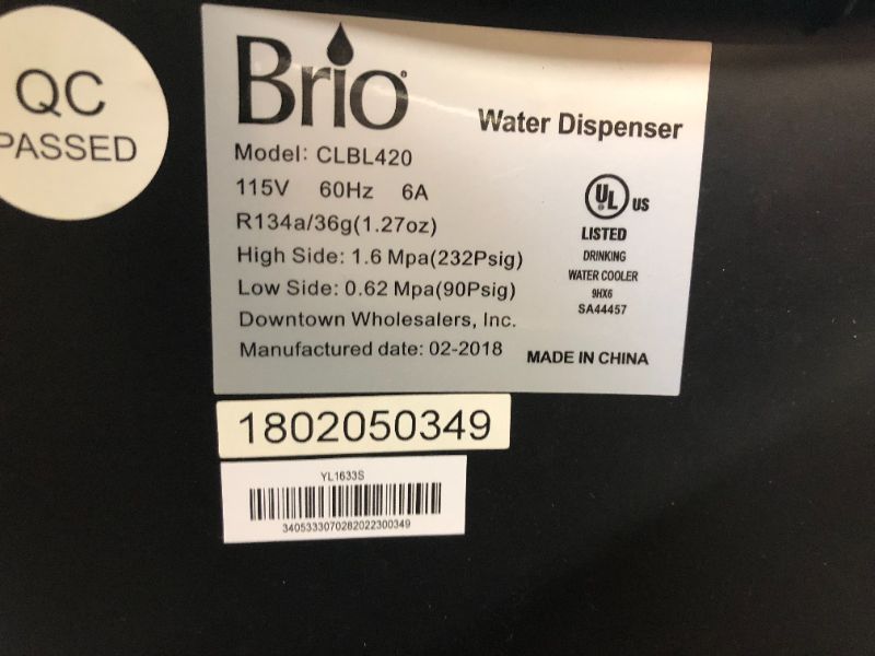 Photo 5 of Brio Bottom Loading Cooler Water Dispenser Essential Series
(( OPEN BOX ))
** COUPLE SCUFFS AROUND **