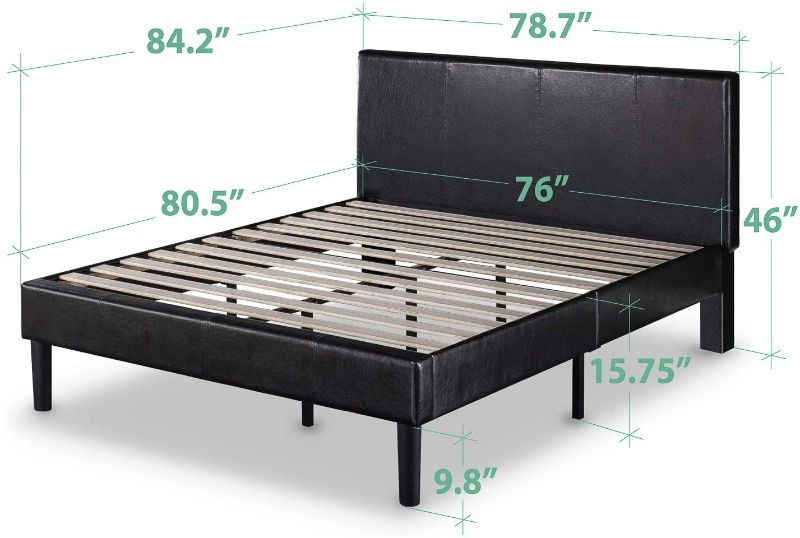 Photo 1 of Zinus Gerard Deluxe  Upholstered Platform Bed / Mattress Foundation / Easy Assembly / Strong Wood Slat Support, King