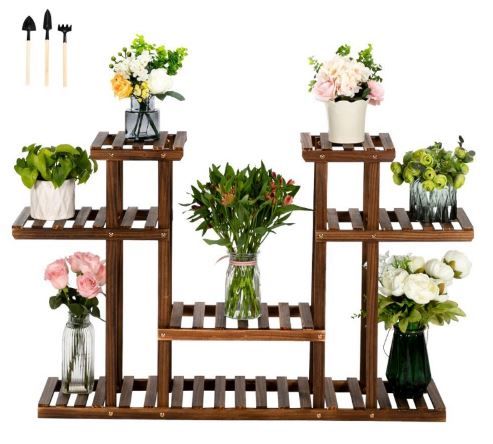 Photo 1 of Zimtown 8-Tier Pine Wood Plant Stand Flower Pot Holder
