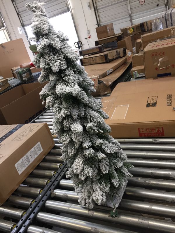 Photo 2 of 36” Pre-Lit Snowy Downswept Artificial Christmas Tree - Clear Lights