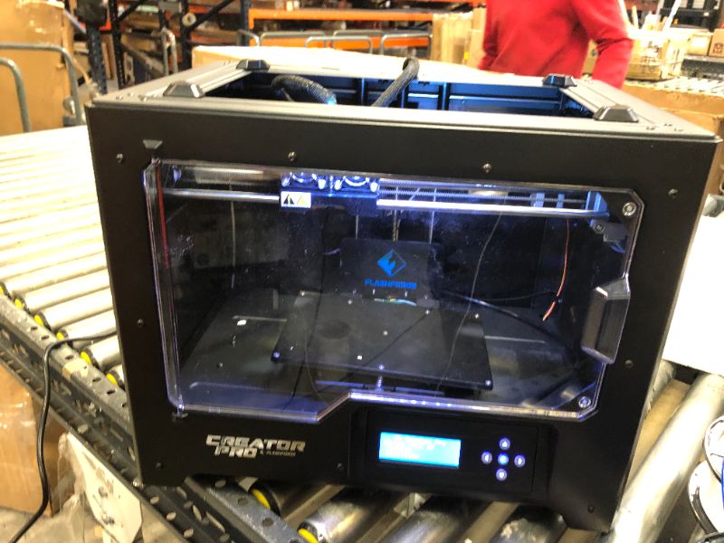 Photo 6 of FlashForge 3D Printer Creator Pro, Metal Frame Structure, Acrylic Covers, Optimized Build Platform, Dual Extruder W/2 Spools, Works with ABS and PLA
