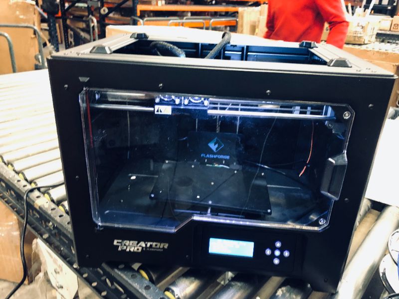 Photo 2 of FlashForge 3D Printer Creator Pro, Metal Frame Structure, Acrylic Covers, Optimized Build Platform, Dual Extruder W/2 Spools, Works with ABS and PLA
