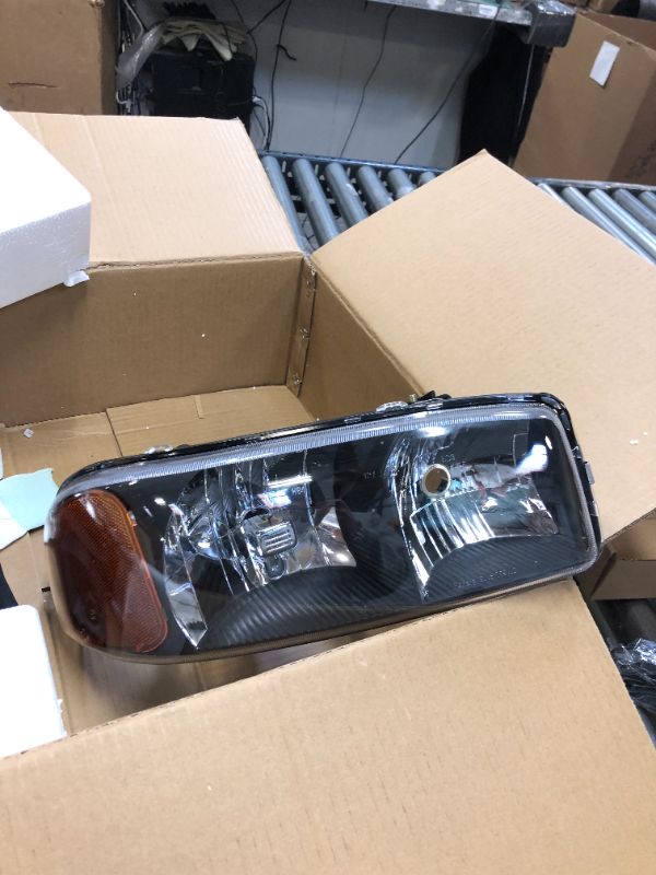 Photo 3 of 1999-2006 Sierra Headlight Assembly by POEMSEA - Replacement Headlights for 99-06 Sierra Driver and Passenger Side - Black Housing Crystal Clear Lens
