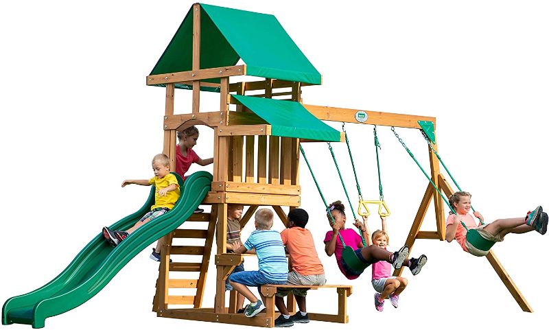 Photo 1 of Backyard Discovery Belmont All Cedar Wood Playset Swing Set **BOX 2 OF 3**
