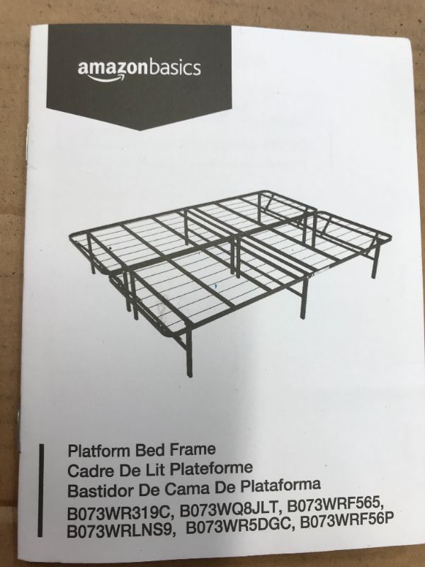 Photo 1 of Amazon Basics Foldable, 18" Black Metal Platform Bed Frame with Tool-Free Assembly, No Box Spring Needed - Queen
