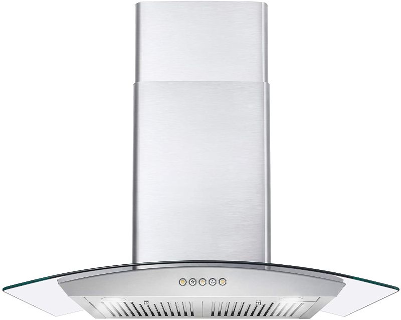 Photo 1 of Cosmo 668A750 30-in Wall-Mount Range Hood 380-CFM | Ducted / Ductless Convertible Duct , Glass Chimney Kitchen Stove Vent with LED Light , 3 Speed Exhaust Fan , Permanent Filter ( Stainless Steel )
