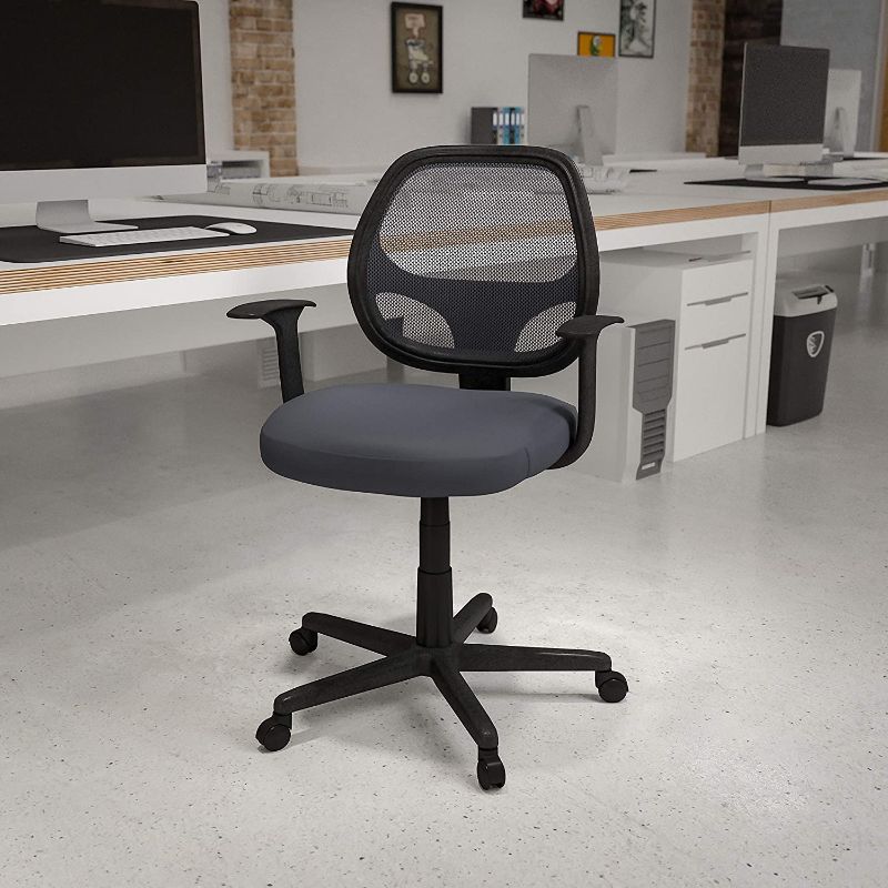 Photo 1 of Flash Furniture Flash Fundamentals Mid-Back Gray Mesh Swivel Ergonomic Task Office Chair with Arms
