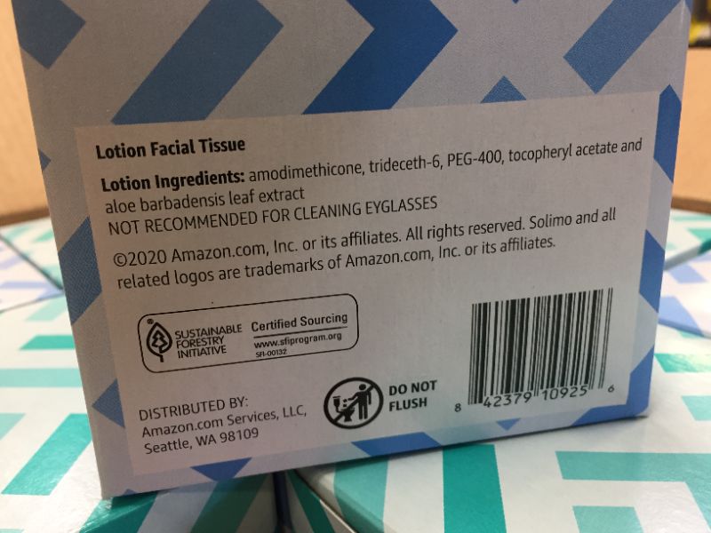 Photo 3 of 18pack Amazon Brand - Solimo Ultra Facial Tissue with Lotion, 75 count
