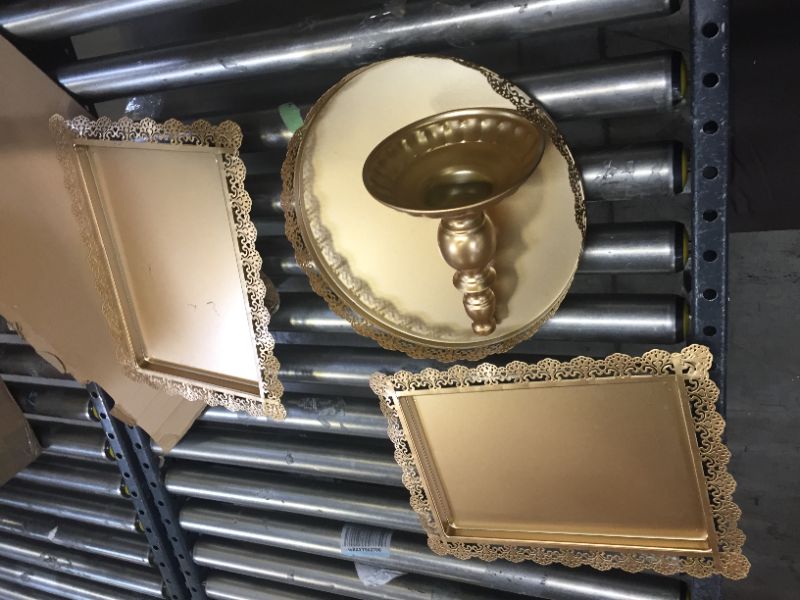 Photo 2 of multi tier gold serving trays