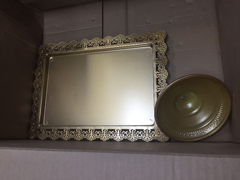 Photo 1 of multi tier gold serving trays