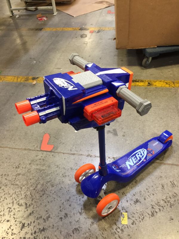 Photo 2 of NERF Elite 3-Wheel Blaster Scooter with Dual Trigger and Rapid Fire Action
