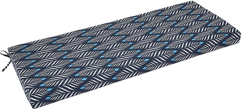 Photo 1 of Amazon Basics Outdoor Patio Bench Cushion 45 x 18 x 3 Inches, Navy Blue Leaf
