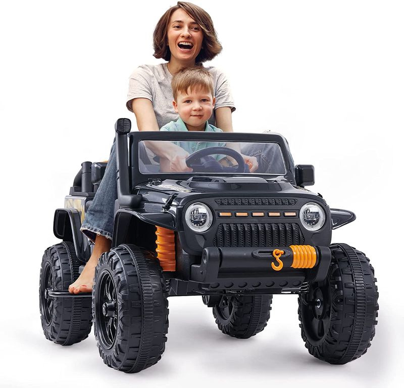 Photo 1 of MCBOB Ride On Car for Kids&Parents, 12V 10A Powered Electric Ride On Truck with Parental Remote Control, Storage Box & Parent seat, Double Open Doors, Safety Belt, Bluetooth Connection
