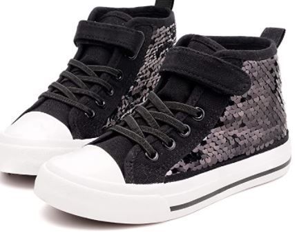 Photo 1 of Toandon Sparkle Color Change Flipping Sequins High Top Casual Canvas Shoes for Kids
size 3 