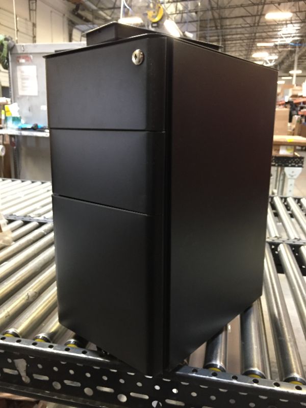 Photo 1 of YITAHOME 3-Drawer Metal Filing Cabinet Office Drawers with Keys, Compact Slim Portable File Cabinet, Pre-Built Office Storage Cabinet for A4/Letter/Legal (Black)
