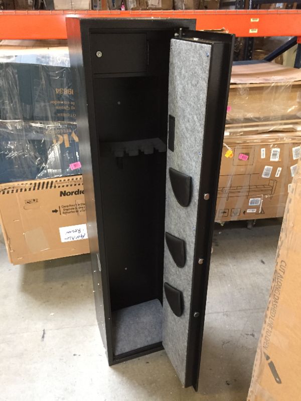 Photo 4 of Biometric Gun Safe for Rifles and Pistols, WINZONE Gun Safes & Cabinets, Fingerprint Quick Access Rifle Safe Storage 5 Long Shotguns, With Hand gun Lock Box and 3 Separate Pistol Pouch
