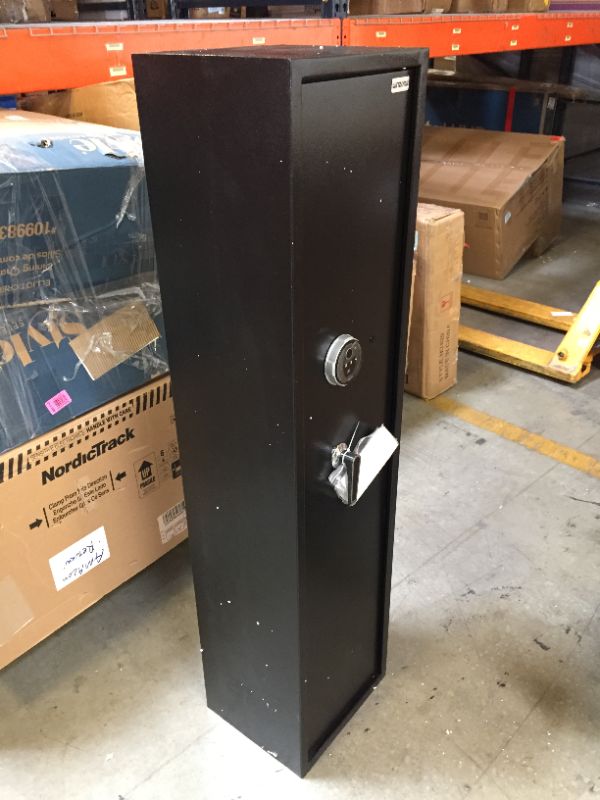 Photo 2 of Biometric Gun Safe for Rifles and Pistols, WINZONE Gun Safes & Cabinets, Fingerprint Quick Access Rifle Safe Storage 5 Long Shotguns, With Hand gun Lock Box and 3 Separate Pistol Pouch
