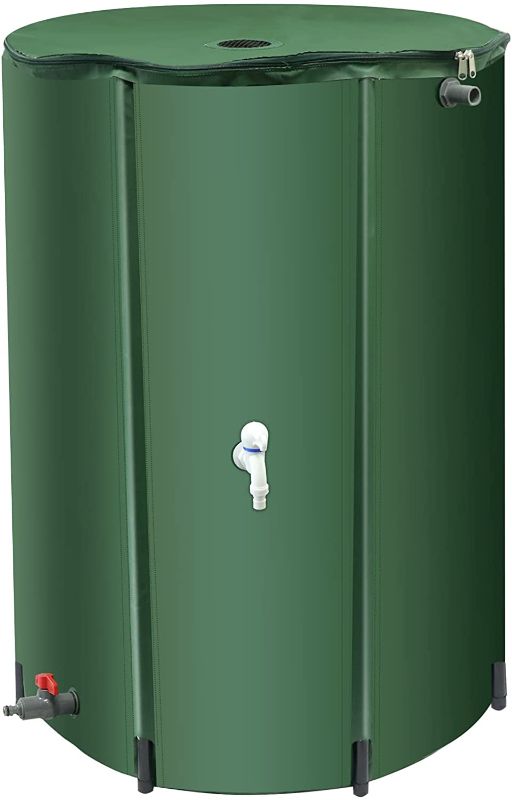 Photo 1 of BreeRainz 100 Gallon Collapsible Rain Barrel with Spigots, 100 Gal Foldable Rainwater Barrel, Rain Water Barrel Collector for Downspout, with Filter Overflow Valve Kit (Green) (ta122u)
