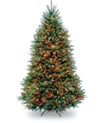 Photo 1 of 7.5 ft. Pre-Lit Dunhill Fir Hinged Artificial Christmas Tree with Multi-Color Lights
