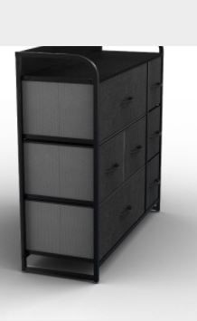 Photo 1 of 7 Drawer Fabric Dresser Storage Bins Wooden Top Black