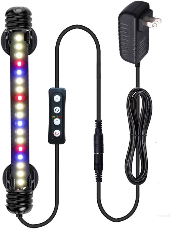 Photo 1 of MingDak 24/7 Submersible Aquarium Light for Fish Tank,Auto Turn on/Off Day/Night Cycle,3 Stage Timer for Timing,3 Lighting Mode,True 660Nm RED LEDs,Brightness Adjust,18 LEDs 7.5 Inch
