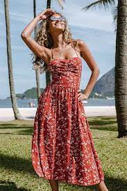 Photo 1 of Floral Ruched Lace-Up Slip Dress MEDIUM