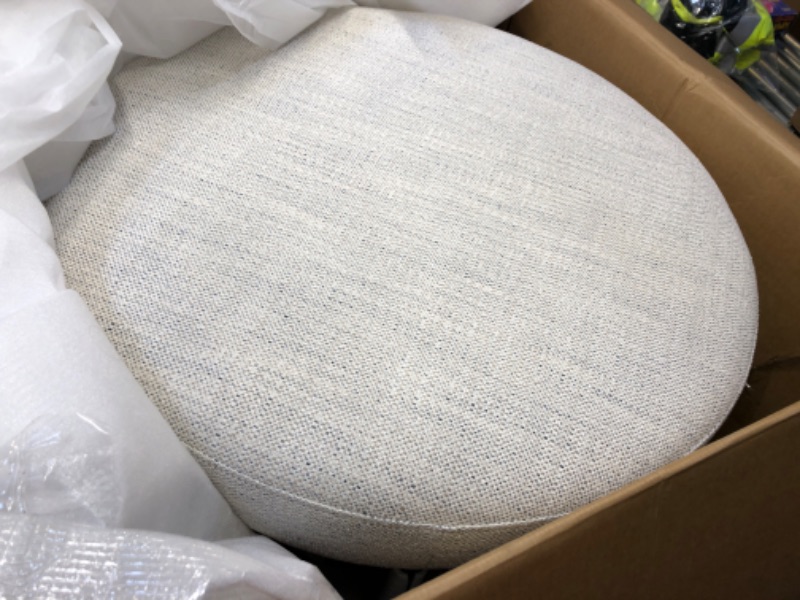 Photo 1 of Amazon Brand – Rivet Revere Round Upholstered Iron-Framed Ottoman, 30.3"W, Ivory
