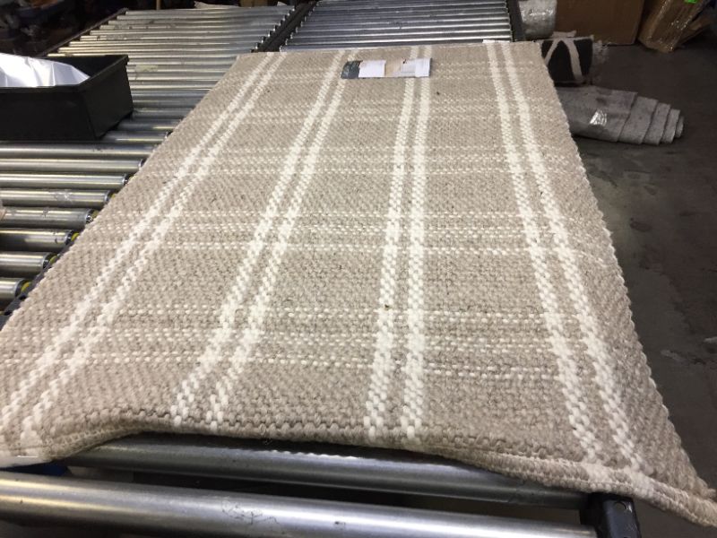 Photo 2 of 3'x5' Wool/Cotton Plaid Rug Neutral - Threshold™ designed with Studio McGee

