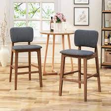 Photo 1 of Fessenden 42.37 in. Charcoal Upholstered Bar Stool (Set of 2)
