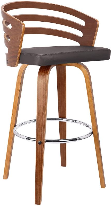 Photo 1 of Armen Living Jayden Mid-Century Swivel Counter Height Barstool, 26", Brown
