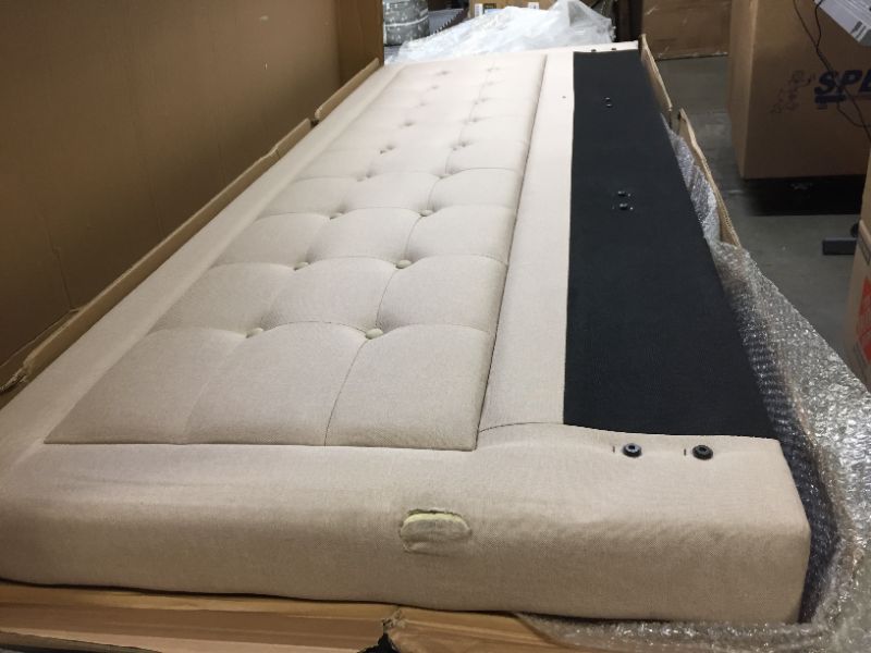 Photo 4 of Classic Brands Mornington Upholstered Platform Bed | Headboard and Metal Frame with Wood Slat Support, King, Linen
