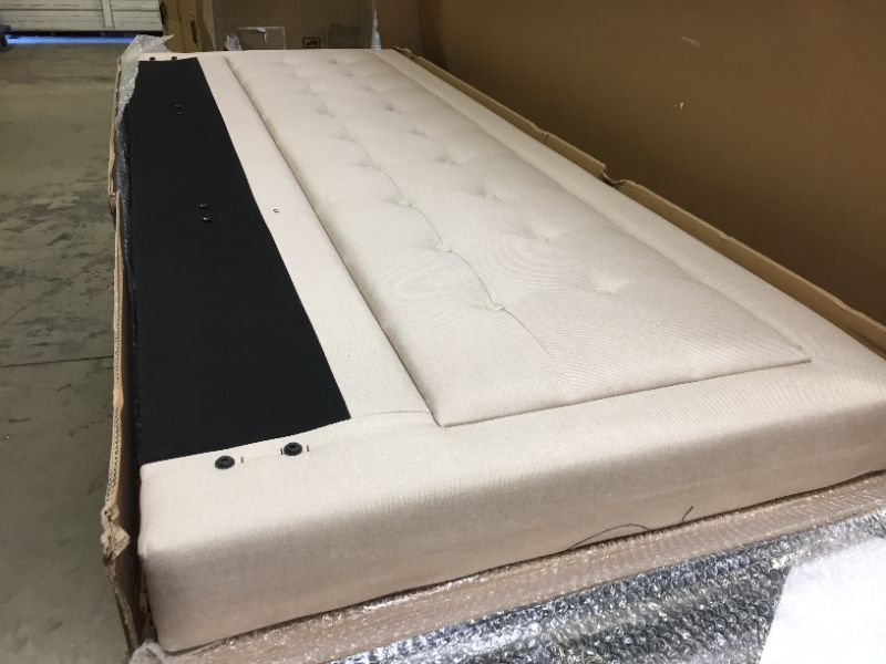 Photo 3 of Classic Brands Mornington Upholstered Platform Bed | Headboard and Metal Frame with Wood Slat Support, King, Linen
