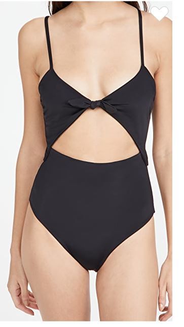 Photo 1 of CUPSHE BLACK CUTOUT ONE PIECE TIE FRONT SIZE MEDIUM