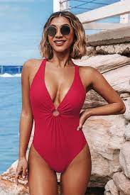 Photo 1 of CUPSHE WOMEN'S LARGE RED O RING ONE PIECE SWIMSUIT