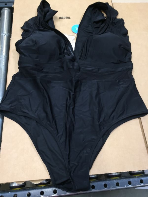Photo 2 of CUPSHE Women's One Piece Plus Size Black V Neck Ruffle Mesh Bathing Suit
SIZE 3X